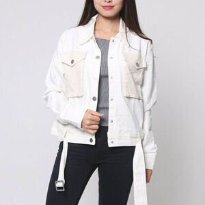 Desigual Chaq Atenas Jean Jacket Long Sleeve White Size 42 NWT